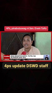 2.9M views · 10K reactions | Pinabubuwag ni Sen. Erwin Tulfo ang "Pantawid Pamilyang Pilipino Program" o 4Ps. Pero tutol diyan ang ilang benepisyaryo. #BawatBuhayMahalagaSaDSWD #4ps #foryoupage #fyp #everyone #highlights | 4ps update DSWD staff | Facebook