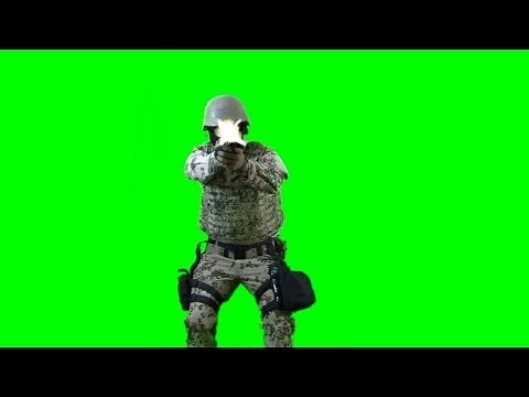 soldier shoots with gun - real Battlefield green screen footage 3 - free green screen - free use