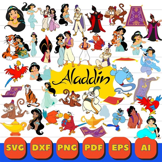 Aladdin SVG PNG Bundle, Jasmine Clipart, Cricut Cut File (digital Download) - Etsy