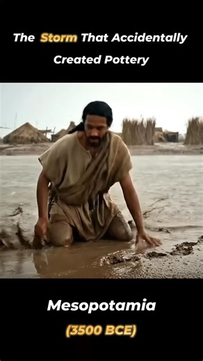 AI Time Tales on Instagram: "Thousands of years ago, a rainstorm in ancient Mesopotamia struck the soft river clay — and sparked one of humanity’s earliest inventions. 🌧️ From simple raindrop impressions to hardened clay near a fire, early people uncovered the secret that would change how we stored, cooked, and survived. In this video, we reveal how the first clay bowls were shaped by hand, how early fires transformed mud into stone, and how this single discovery helped build the foundation of 