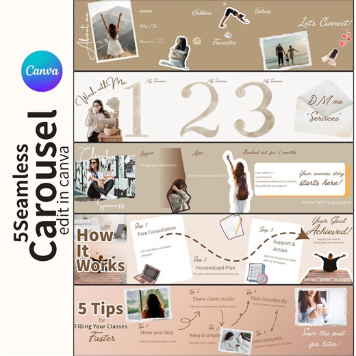 Canva Seamless Carousel Templates for Content Creators / UGC Creators - Etsy UK