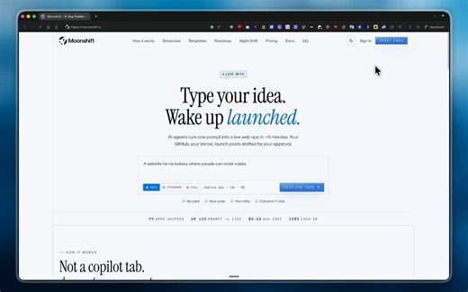 Day 2 of 7. 🌙Your app now opens in a real IDE. In the browser.Introducing Moonshift Cloud Studio.Open and view any file. Type a typo, it gets red-squiggled live. Cmd-click an import to jump straight to the file. Edit, save, and the preview refreshes beside you in under a second.No clone. No install.First run completely free. No card. No catch.