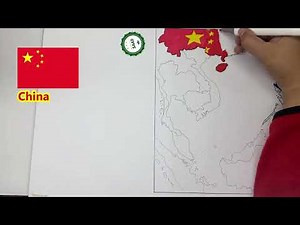 Drawing flag map of countries surrounding South China Sea | Countries having South China Sea coast