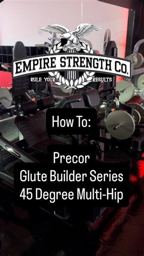 Empire Strength Co. on Instagram: "🔥 One of my favorite pieces here at the gym — the Precor Glute Builder Series 45° Multi-Hip. This machine is insanely versatile, and here’s why I love it: • Fully adjustable foot plate + hip pad for the perfect setup • Smooth hip extensions — just lock in and go • Add plates or bands for extra tension and progressive overload • Flip your stance and hit glute extensions with a secure catch lip • Bonus: My favorite variation — load the peg, add a band, drop the 