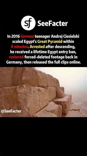 He climbed the pyramid in 8 minutes. #historyfacts