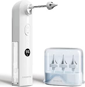 Water Powered Ear Cleaner - Ear Wax Removal Tool - Earwax Washer Lavage Kit - Safe & Effective Inner Ear Flusher Irrigation System - Electric Triple Jet Stream with 4 Pressure Settings