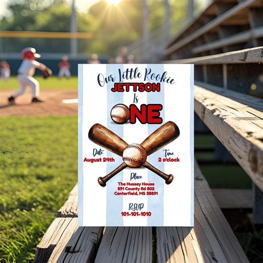 Baseball Birthday Invitation & Mobile Invite | Editable Instant Digital Download | Little Rookie Party Printable | 5x7   Digital Template - Etsy