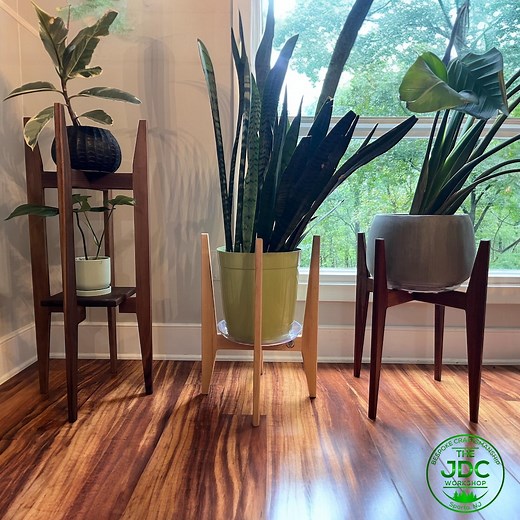 Handmade MCM Plant Stand: Solid Hardwood Modern Home Decor - Etsy