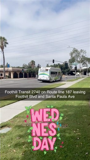 ASMR Bus Engine Sound on Foothill Transit 2740 on Route line 187 at Foothill Blvd and Santa Paula Av