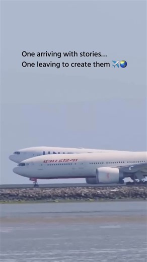 Sky Sculptors on Instagram: "“Perfect timing at the runway! United B777 touching down as an Air India B777 lifts off - a synchronized ballet of giants in the sky.” Watching two Boeing 777s operate simultaneously is a rare and spectacular sight. The United B777 lands gracefully, slowing down after a long-haul journey, while the Air India B777 accelerates down the runway, ready for its next adventure. Timing, precision, and coordination between pilots and air traffic control are crucial to make su