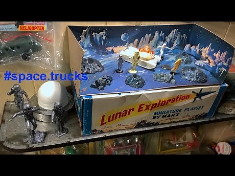 Marx Toys "Lunar Exploration" Miniature Playset, 1969 (?) with Space Tank & Hand Painted Figures