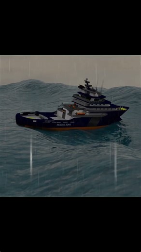 Tugboat Ship in Storm Wave