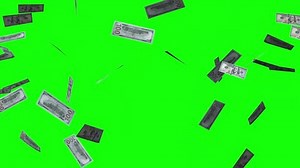 Money explosions green screen, Falling money