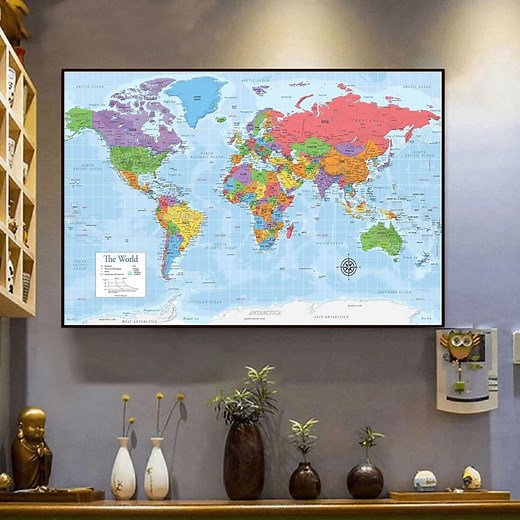 World Wall Map Poster – Large World Map Print – Educational Geography Art – Classroom, Home Office or Living Room Decor - Etsy Ireland