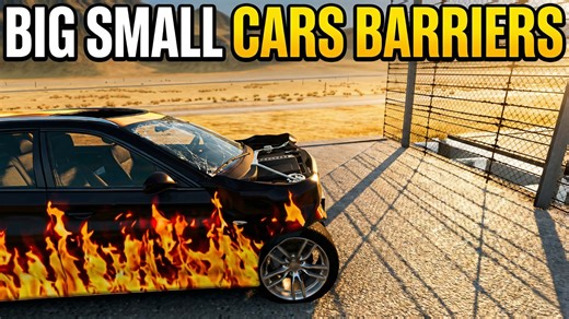 Crash test: big vs small cars against barriers