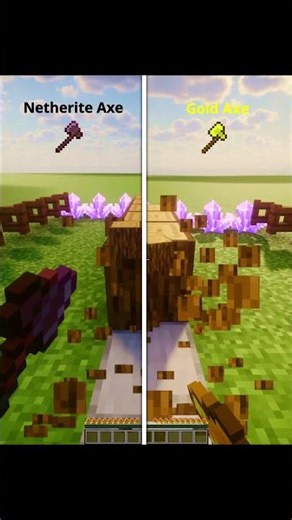Gold Axe vs Netherite Axe – Who Wins? 🪓⚡#minecraft #shorts