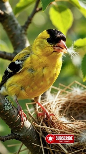 💛 Goldfinch Singing in Wildflowers 🌼 #BirdSounds #Nature #viral