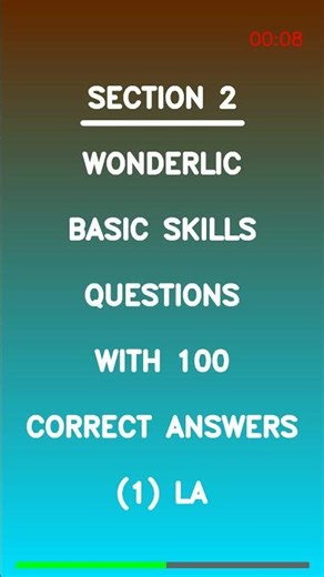 Wonderlic Basic Skills Questions with 100 Correct Answers 1 La Latest