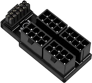 PCIe 5.0 GPU Power Adapter Board, 16 Pin ATX3.0 12V HPWR 12+4 180 Degree Angle GPU Connector for Graphics Card, 600W 12V Plug and Play GPU Power Supply for Desktop (Black)