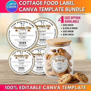 4x Cottage Food Label Template Bundle | Cottage Baking Label Printable | Home Baked Goods Sticker | Ingredient Label Template Canva - Etsy