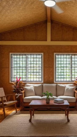 🇵🇭This traditional Philippine-inspired home showcases beautiful woven bamboo walls and elevated structure, accented by a distinctive red corrugated roof and dark wood millwork. The design expertly blends cultural heritage with practical tropical living, creating a warm, inviting aesthetic. #fypシ゚ #Construction #reels #home #Amazing #traditional #Philippines #house #interior | Nathaniel Guevarra Navarro