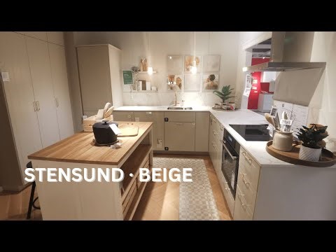 IKEA STENSUND Beige Kitchen – L-Shaped Layout with Island