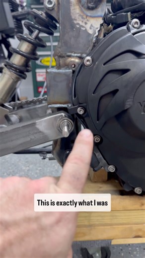 Just about completed with the modified frame/engine mount for the FZ09 Grom. The welding honestly hasn’t been too bad, I just know there’s experts out there that’ll low blow my self taught welding 😆 this was definitely the most complex part of the frame! Now it’s in to the other engine mounts and getting this thing off the engine dolly! | Grom Swap The World