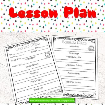 3 Ps Lesson Plan Template and writing aid for ELLs