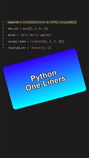 Crush Python tasks with one-liners! 🚀 Learn map, max, and more for efficient coding. #PythonMagic --- Get the Python for AI course 6 projects at the link in bio. 🐍