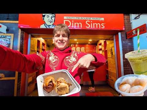AMERICAN tries The ICONIC South Melbourne DIM SIM!! (Market Food Tour)