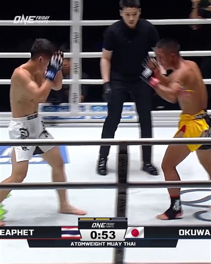 730K views · 10K reactions | LIGHTS OUT  Ryuya Okuwaki unleashed an epic comeback against Nueaphet at ONE Friday Fights 121! | ONE Championship | Facebook