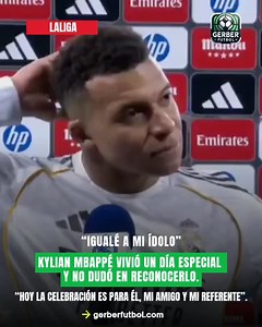 1.2K views · 25K reactions | Mbappé no escondió la emoción. El delantero del Real Madrid celebró haber alcanzado un récord y destacó que igualar a Cristiano Ronaldo es algo “increíble”. Lo dejó claro: CR7 es su ídolo, su amigo y su referente, y quiso dedicarle el momento. Para más información ingresa a gerberfutbol.com y únete a nuestro grupo de WhatsApp: https://chat.whatsapp.com/Klb3o51NcGN1jCl7P0K5zi?mode=hqrt3 | Gerber Futbol | Facebook