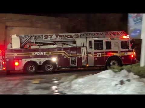 FDNY ENGINE 46 & FDNY LADDER 27 RESPONDING ON CROSS BRONX EXPRESSWAY IN CLAREMONT, BRONX, NEW YORK.