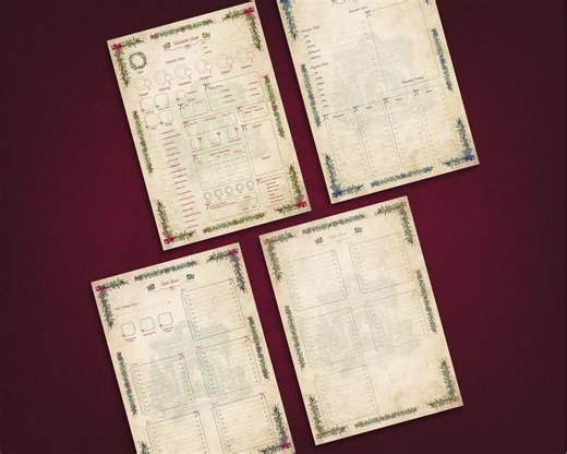Dnd 5e Character Sheet Printable Bundle | Enchanted Christmas Collection Winter Feast Edition | Dnd Gift | RPG PDF | 4 Festive Editions - Etsy