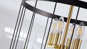 Magic Home 3-Tier 12-Light Modern Black and Gold Round Chandelier with E12 Bulb No Bulbs Included) MH-CH-020-300G