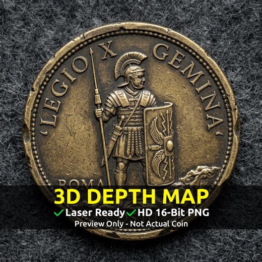 Challenge Coin 3D Depth Map, CNC PNG File, Fiber Laser, Lightburn, Engraving, Embossed, Grayscale, Height Map, Legionary Soldier Roman - Etsy