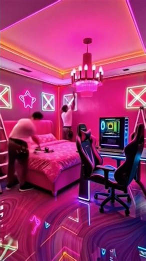 Gamer Girl Room Glow Up ✨🫧 #Shorts #aestheticroomdecor #gamingsetup