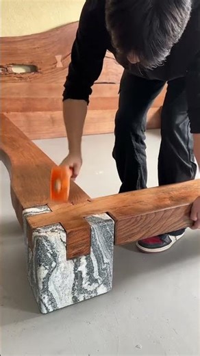 features a solid wood bed paired with "wabi-sabi#shorts #viral #viralvideo #shortvideo #wood