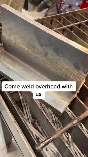 Mason started overhead today! Here’s a short how to video! #weldingteacher #weldernation #femalewelder #weldingtiktok #stickwelding #lovemyjob