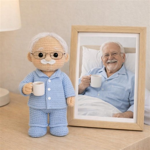 Custom Portrait Doll Crochet, Family Portrait Doll, Memorial Crochet Doll, Gift for Dad, Mother's Day Gift - Etsy