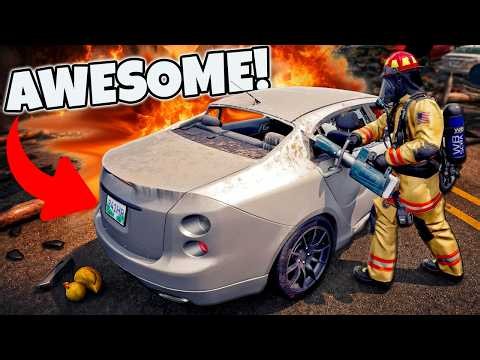 Rescuing People From DEADLY Car Crashes in Fire Simulator!