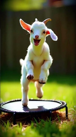 Baby Goat Shows Off INCREDIBLE Jumping Skills on Backyard Trampoline