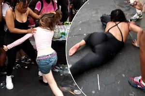 Woman throws punch at YouTuber and is knocked to the ground