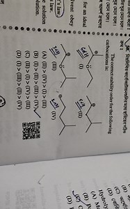 The correct stability order for the following carbocations is:... | Filo