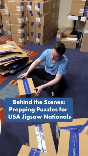 A behind-the-scenes look of how the Ravensburger team prepped over 2000 of these puzzles at the USA Jigsaw Nationals this past weekend!!! #secretpuzzles #puzzles #jigsaw #jigsawpuzzles #usajpa #washingtondc #awesomecon | Ravensburger