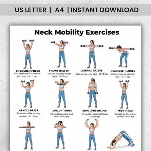 Shoulder Exercises Printable | Dumbbell Shoulder Workout | Shoulder Strength Exercises Chart | Upper Body Workout Poster - Etsy