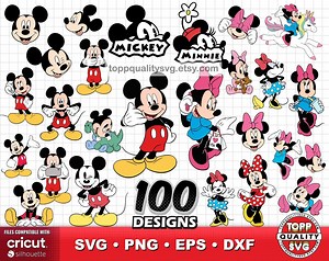 Mickey and Minnie 100 Cliparts Bundle, Craft Supply, Mickey Svg Cut Files for Cricut / Silhouette, Mickey Png, Eps Files, Instant Download - Etsy