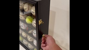 DisplayGifts 20 Baseball Display Case Stand Cabinet with 98% UV Protection Acrylic Door Lockable Wooden Showcase (Black Finish)