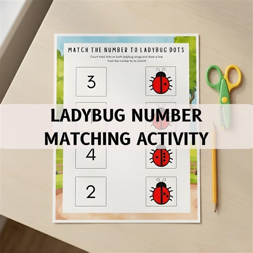 Ladybug Number Matching Worksheet, Preschool Counting Activity, Digital Math Printable, Insect Busy Book, PDF - Etsy
