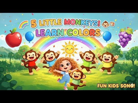 Learn Colors with Five Little Monkeys! 🌈 Educational Song for Kids | Colors & Numbers